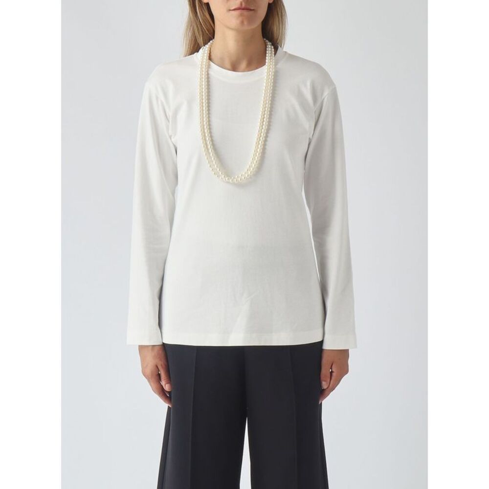 Meimeij Women Long-Sleeved Cotton T-Shirt Meimeij With Pearl Embellishments